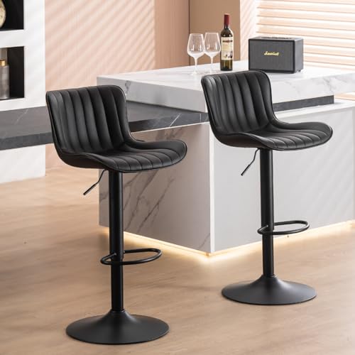 Black Metal 24-inch Barstools Set of 2 for Kitchen Island
