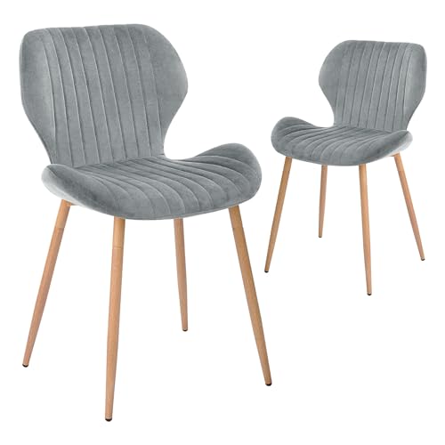 Grey Upholstered Dining Chairs, Set of 2