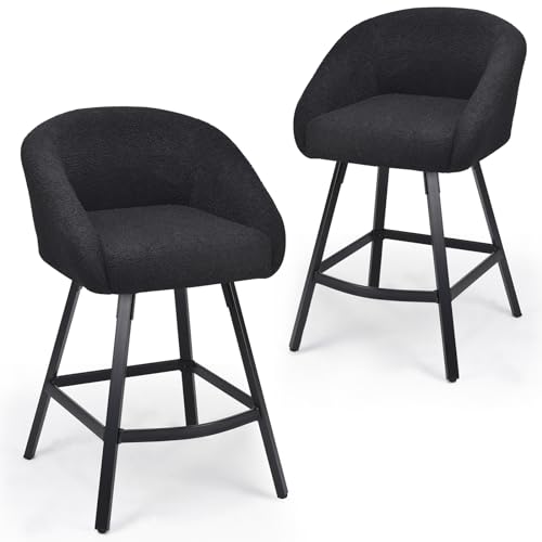 Farini Bar Stools Set of 2, Upholstered Counter Height Barstools