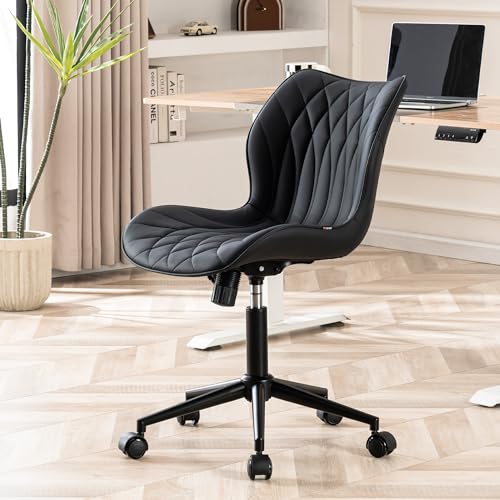  Armless Office Chair for Home Use (Black)