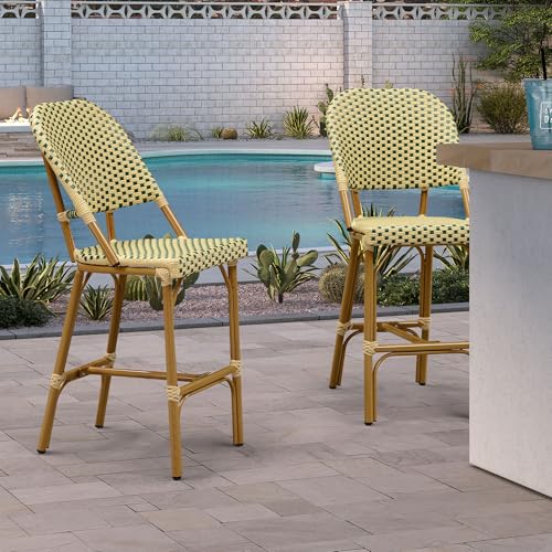 Outdoor Counter Height Bar Stools Set of 2 for Balcony Garden Indoor Kitchen